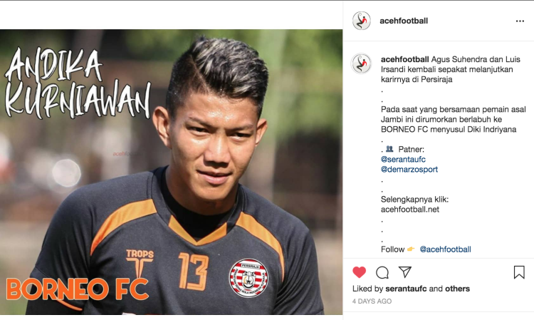Borneo fc sudah pantau bek persiraja selama liga 2 musim lalu